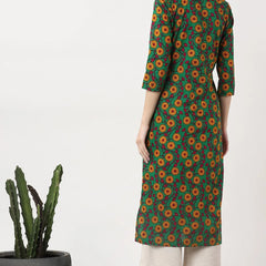 Back view floral kurta women
