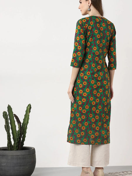 Back view floral kurta women

