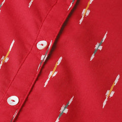 women red ikat print cotton dress
