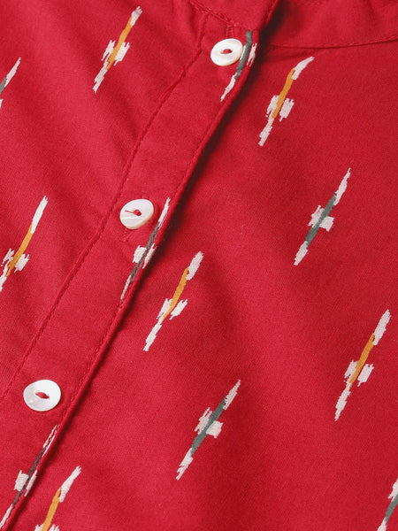 women red ikat print cotton dress
