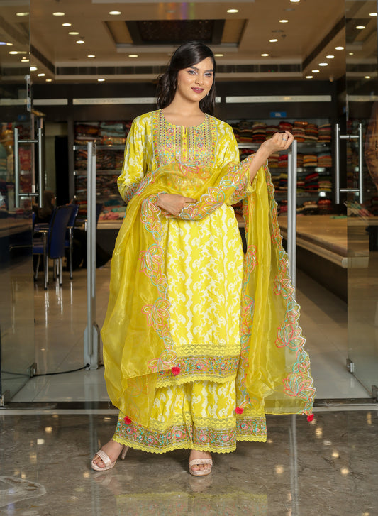 RAMA'S Yellow Color Anarkali Cotton Set With Dupatta