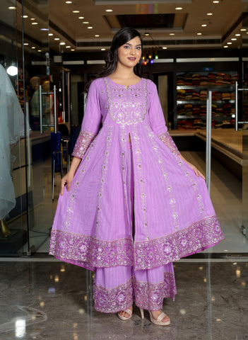 RAMA'S Pink Color Anarkali Cotton Set With Dupatta