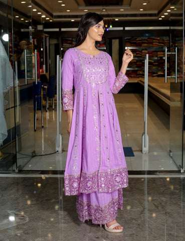 RAMA'S Pink Color Anarkali Cotton Set With Dupatta