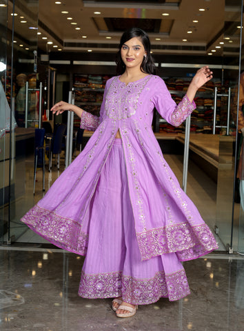 RAMA'S Pink Color Anarkali Cotton Set With Dupatta