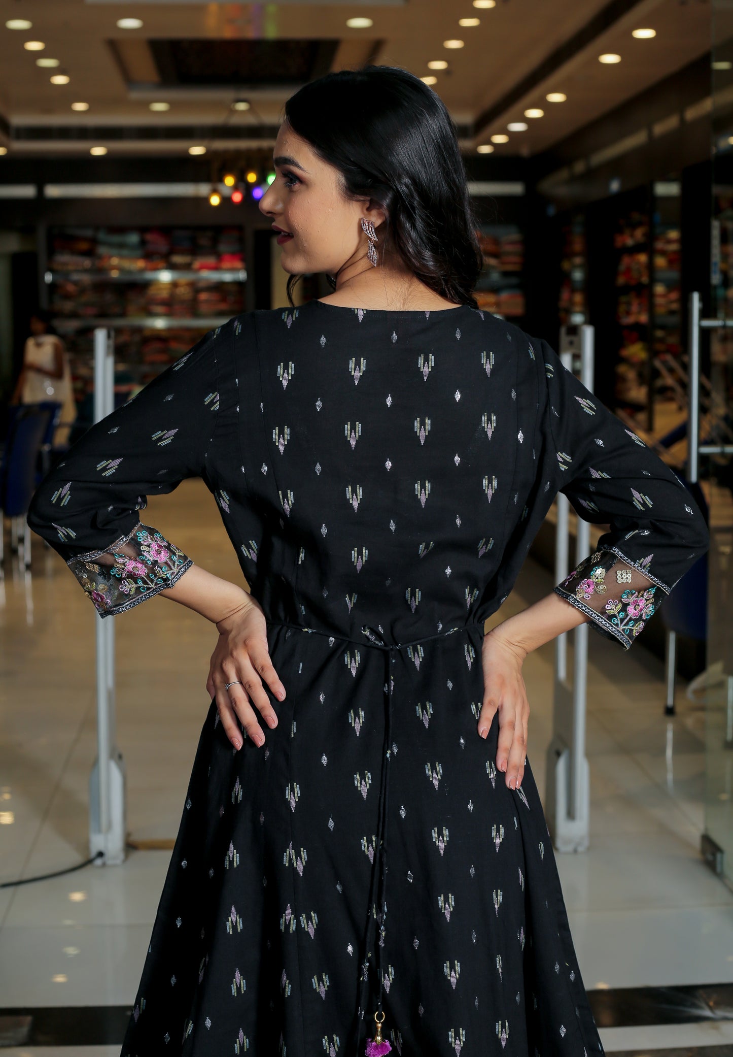 Graceful Black Embroidered Anarkali Set