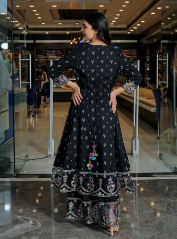 RAMA'S Black Color Anarkali Cotton Set With Dupatta