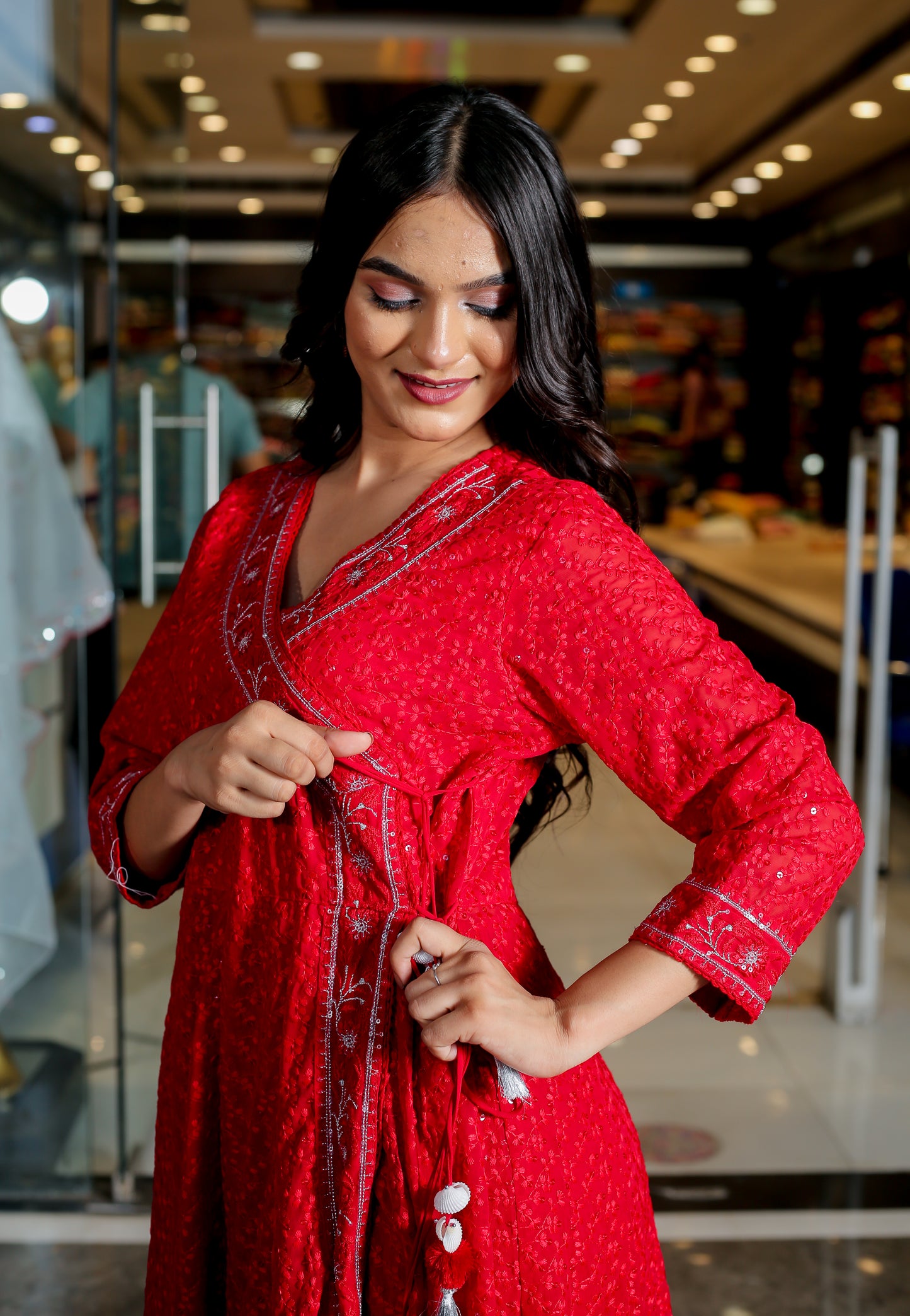Floral Printed Anarkali Kurta Set with Embroidered Dupatta