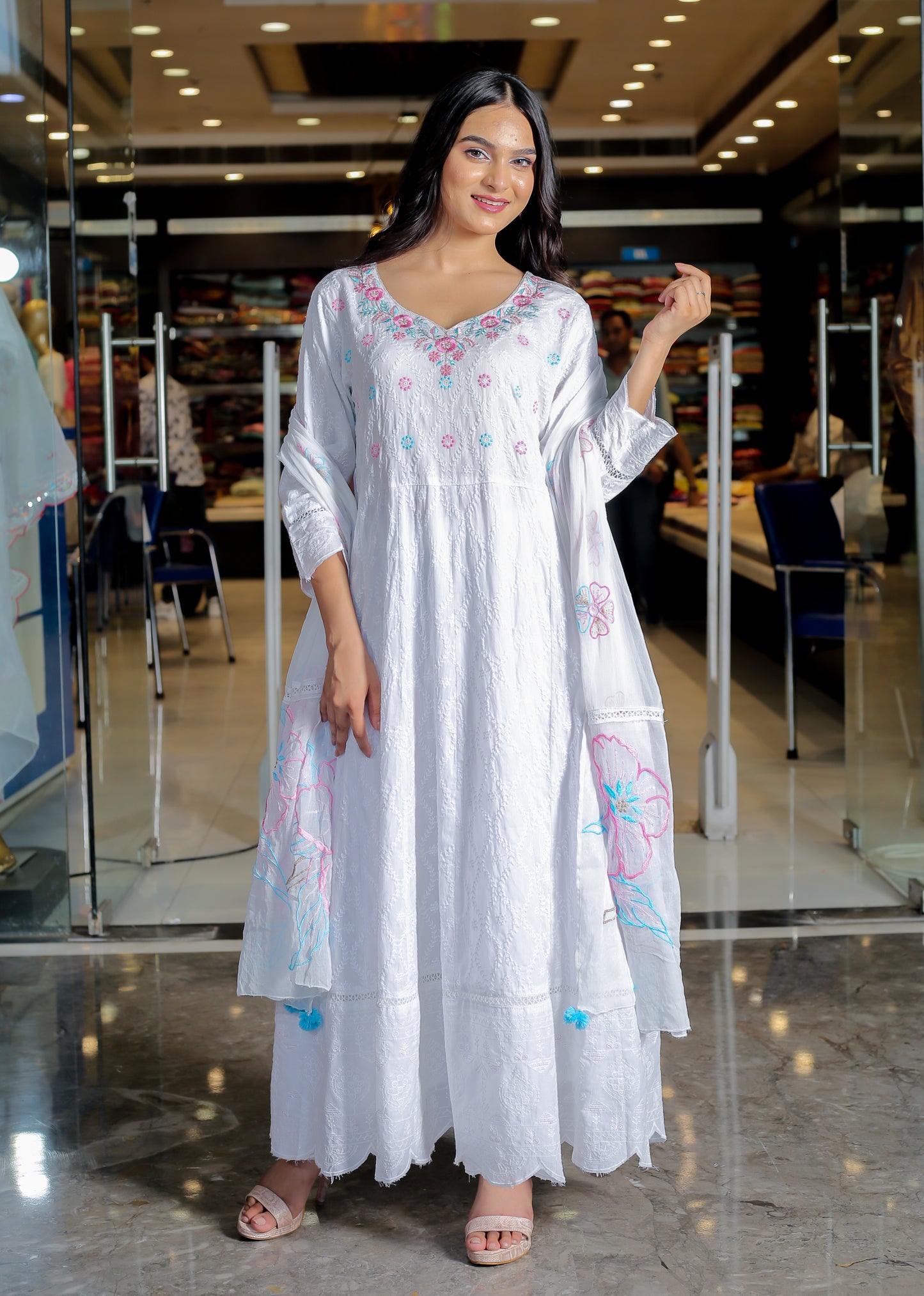 Grace in Every Thread: The Timeless White Floral Kurta Set