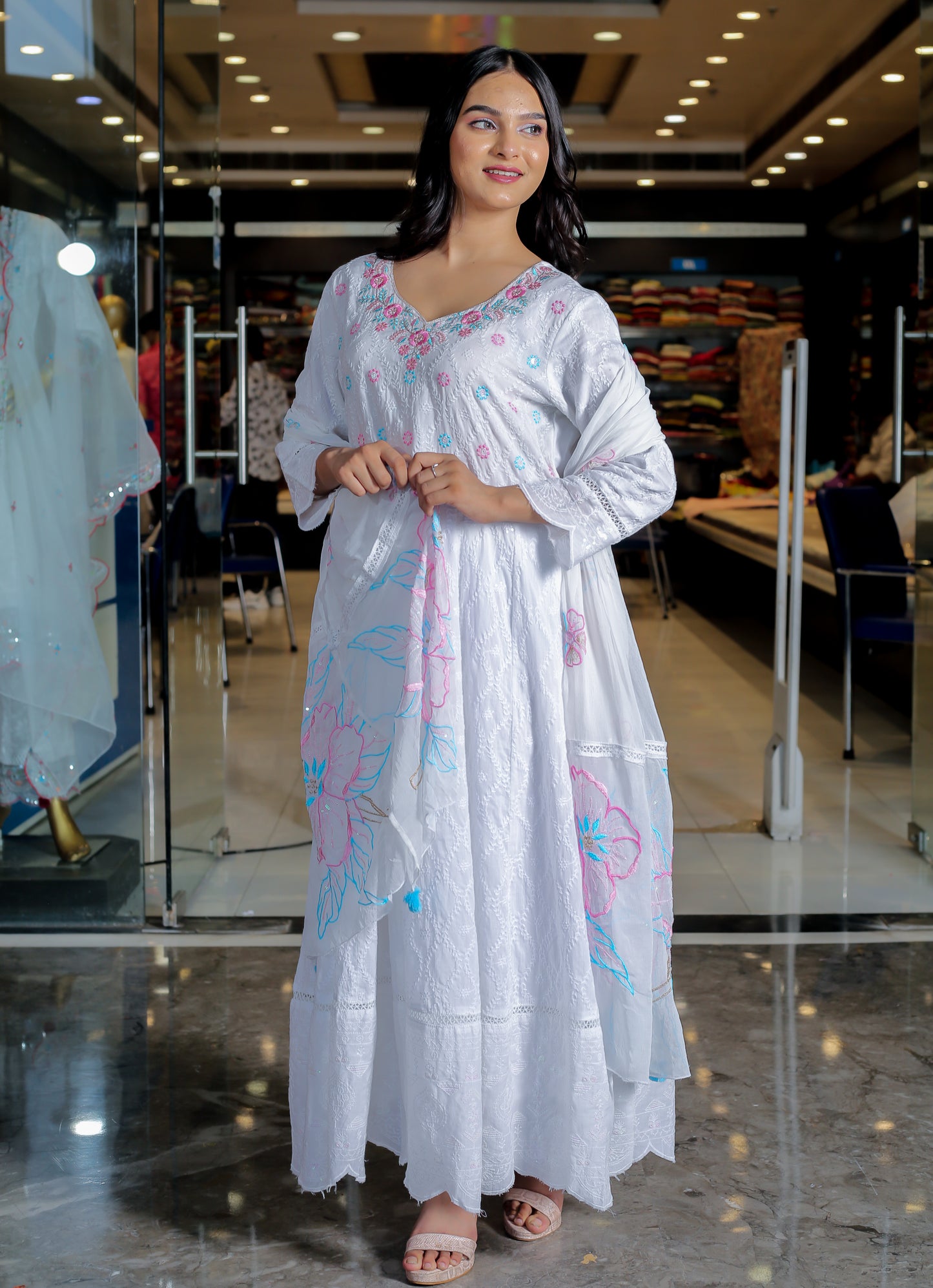 Grace in Every Thread: The Timeless White Floral Kurta Set
