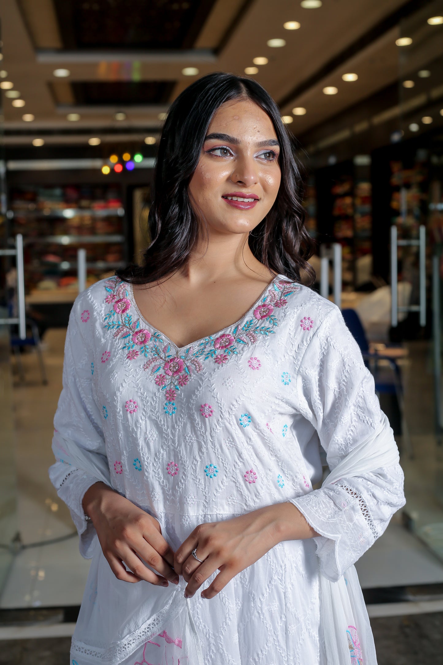 Grace in Every Thread: The Timeless White Floral Kurta Set