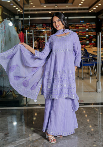 RAMA'S Cold Purple Color Anarkali Cotton Set With Dupatta