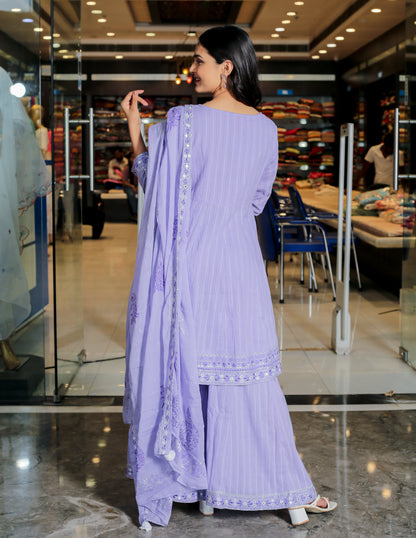 Embroidered Cold Purple Suit