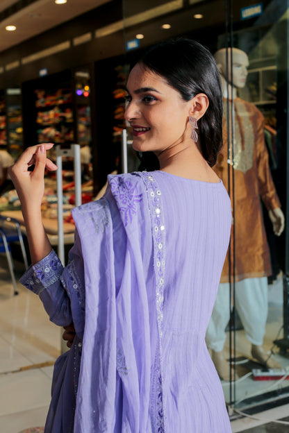 Embroidered Cold Purple Suit