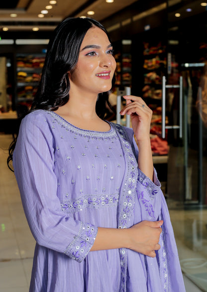 Embroidered Cold Purple Suit