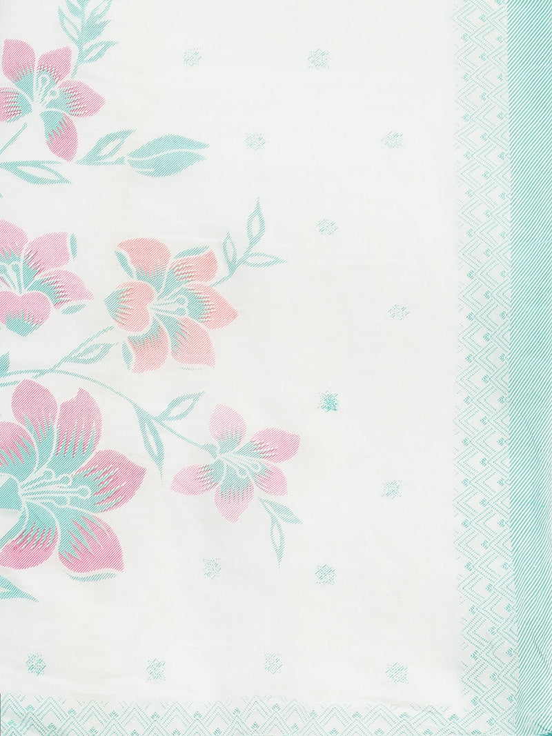 Elegant White Cotton Printed Straight Kurta