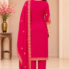 Women Ethnic Motifs Embroidered Regular Kurta with Palazzos & With Dupatta