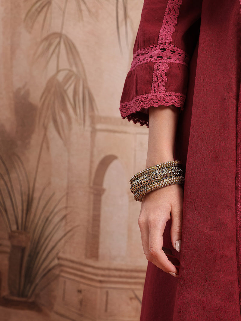Royal Maroon Cotton Kurta with Dhoti Set