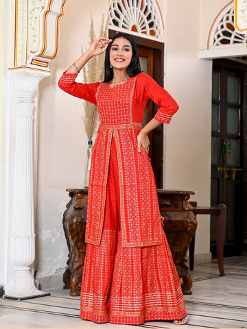 Rama's Women Embroidered Regular Sequinned Kurta with Sharara  With Dupatta