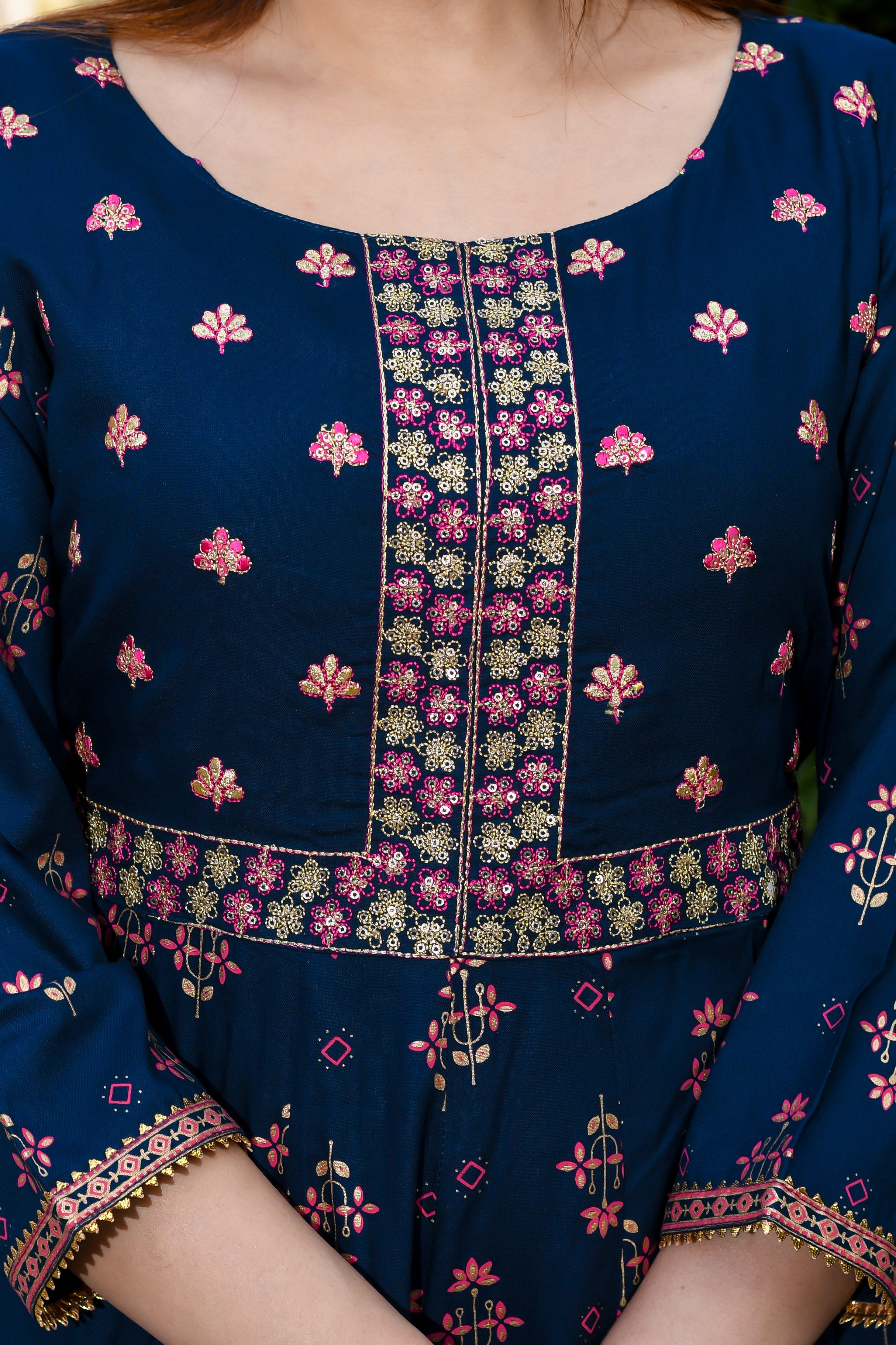 Designer Embroidery & Printed  Anarkali Pant With Dupatta Set