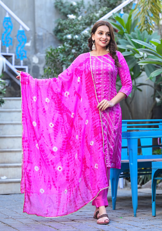 RAMA'S Women Kurta Set Pink with Emblelishment