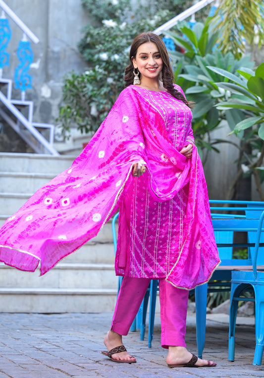 RAMA'S Women Kurta Set Pink with Emblelishment