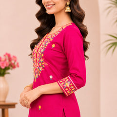 Women  pink   Embroidered Kurta Set with Palazzo  & Matching Dupatta – Traditional Festive Ethnic Wear