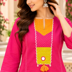 Women’s Pink   Embroidered Kurta Set with Palazzo  – Traditional Festive Ethnic Wear