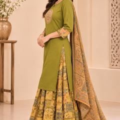 Women light green    Embroidered Kurta Set with Palazzo  & Matching Dupatta – Traditional Festive Ethnic Wear