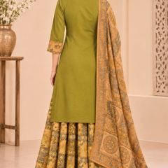 Women light green    Embroidered Kurta Set with Palazzo  & Matching Dupatta – Traditional Festive Ethnic Wear