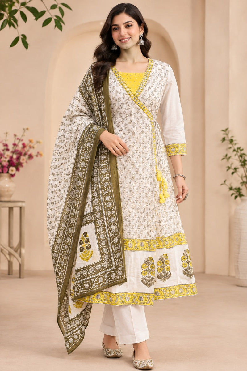 Women  Yellow  Embroidered Kurta Set with Palazzo  & Matching Dupatta – Traditional Festive Ethnic Wear