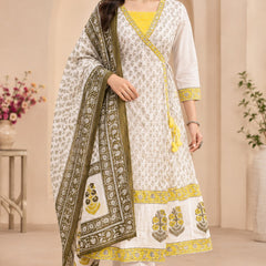 Women  Yellow  Embroidered Kurta Set with Palazzo  & Matching Dupatta – Traditional Festive Ethnic Wear