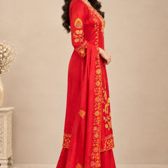 Women Ethnic Motifs Embroidered Regular Thread Work Kurta with Palazzos & With Dupatta