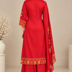 Women Ethnic Motifs Embroidered Regular Thread Work Kurta with Palazzos & With Dupatta