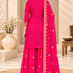 Women Ethnic Motifs Embroidered Regular Kurta with Palazzos & With Dupatta