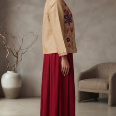 Women brown   Embroidered cord Set with Palazzo  & Matching Dupatta – Traditional Festive Ethnic Wear