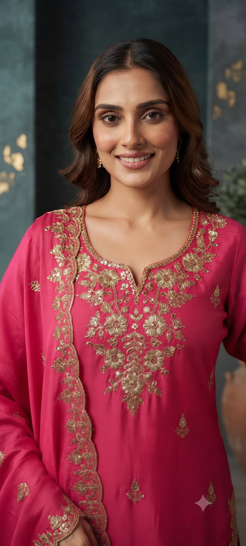 Women Ethnic Motifs Embroidered Regular Kurta with Sharara & With Dupatta