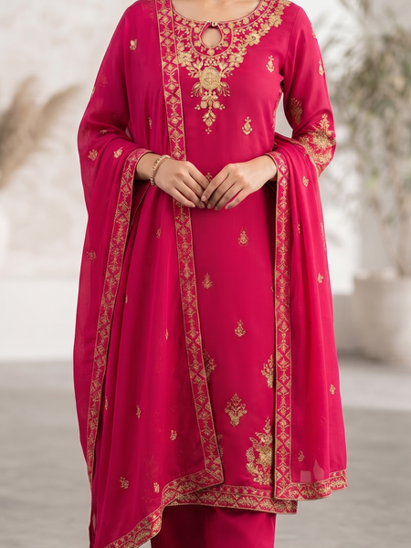 Women Ethnic Motifs Embroidered Regular Kurta with Palazzos & With Dupatta