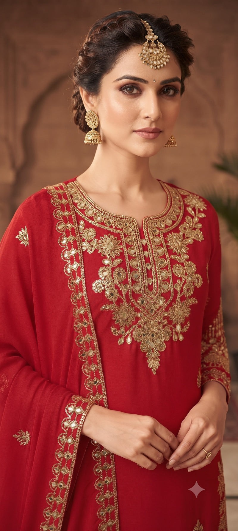 Women Ethnic Motifs Embroidered Regular Gotta Patti Kurta with Palazzos & With Dupatta