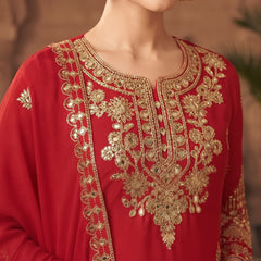Women Ethnic Motifs Embroidered Regular Gotta Patti Kurta with Palazzos & With Dupatta