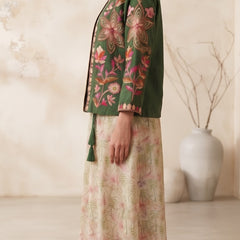 Women green   Embroidered cord  Set with Palazzo  & Matching Dupatta – Traditional Festive Ethnic Wear