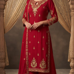 Women Ethnic Motifs Embroidered Regular Gotta Patti Kurta with Trousers & With Dupatta