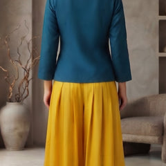 Women blue   Embroidered cord  Set with Palazzo  & Matching Dupatta – Traditional Festive Ethnic Wear