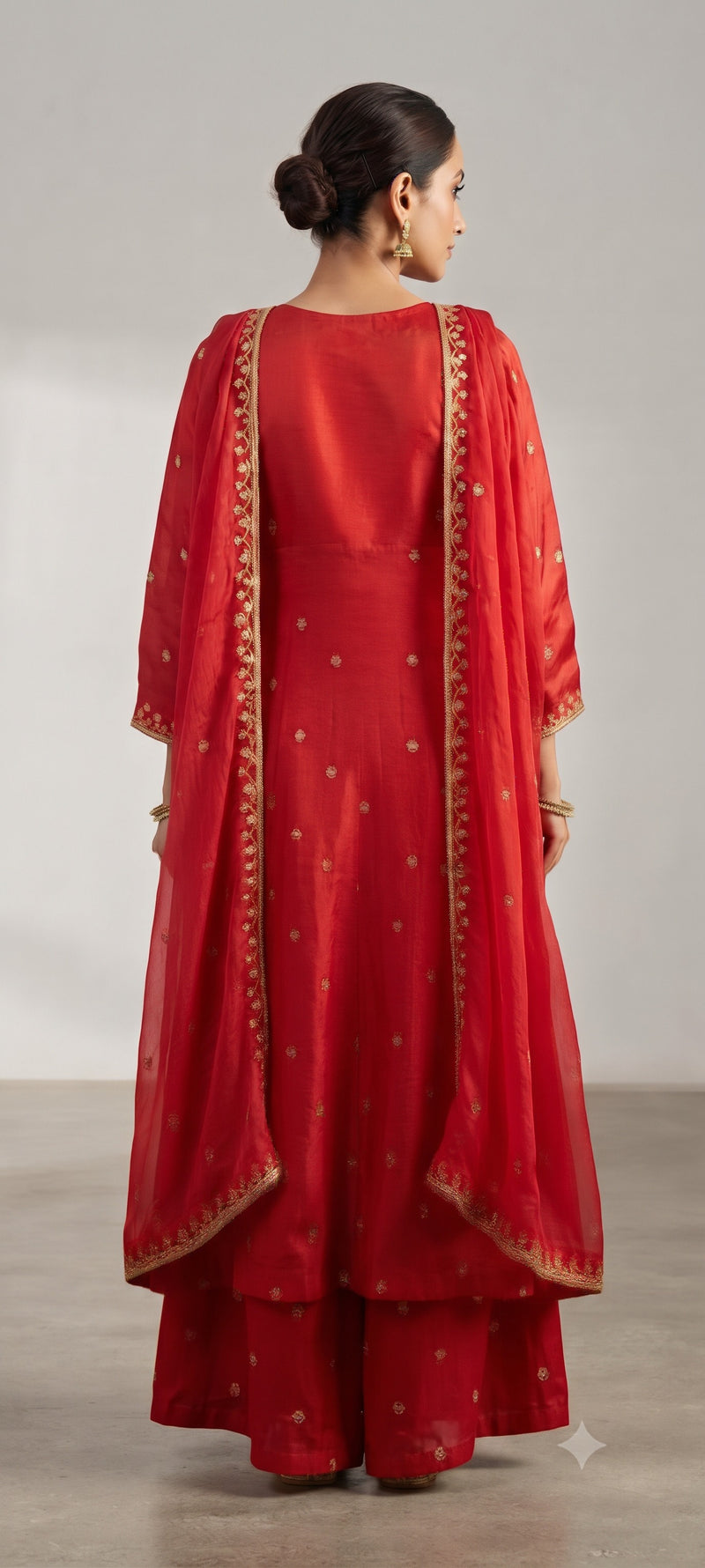 Women Ethnic Motifs Embroidered Regular Pure Silk Kurta with Palazzos & With Dupatta