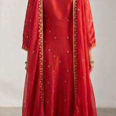 Women Ethnic Motifs Embroidered Regular Pure Silk Kurta with Palazzos & With Dupatta
