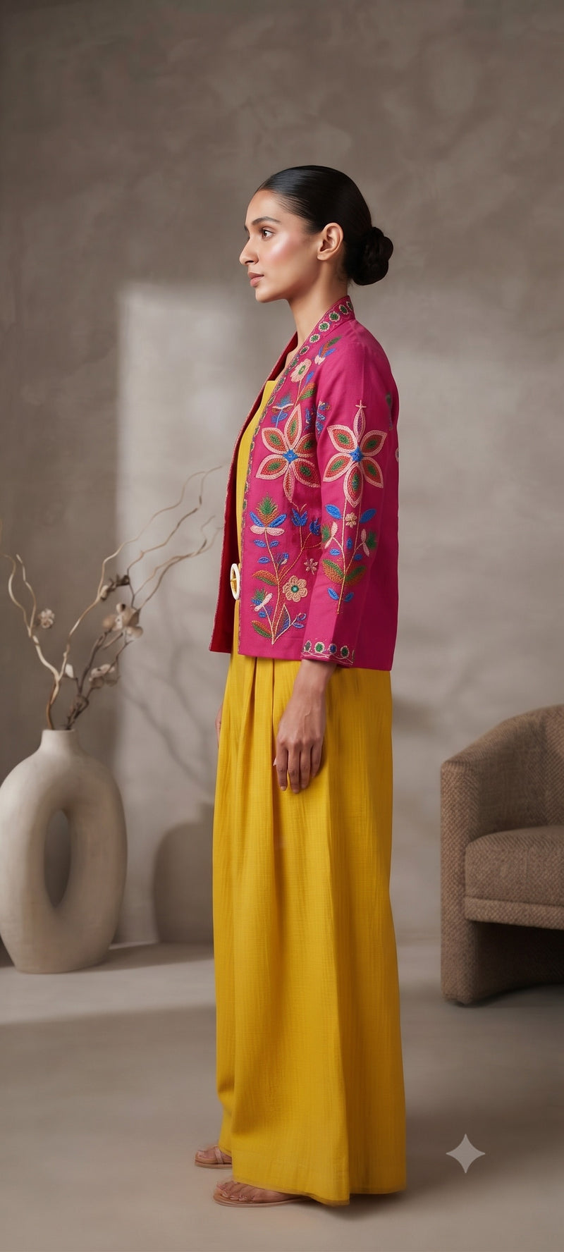 Women pink   Embroidered cord  Set with Palazzo  & Matching Dupatta – Traditional Festive Ethnic Wear