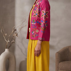 Women pink   Embroidered cord  Set with Palazzo  & Matching Dupatta – Traditional Festive Ethnic Wear