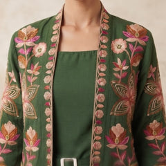 Women green   Embroidered cord  Set with Palazzo  & Matching Dupatta – Traditional Festive Ethnic Wear