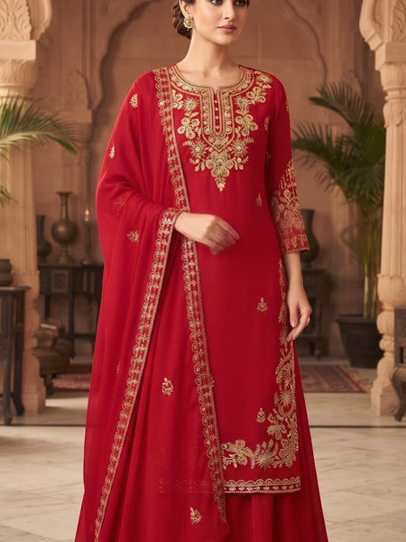 Women Ethnic Motifs Embroidered Regular Gotta Patti Kurta with Palazzos & With Dupatta