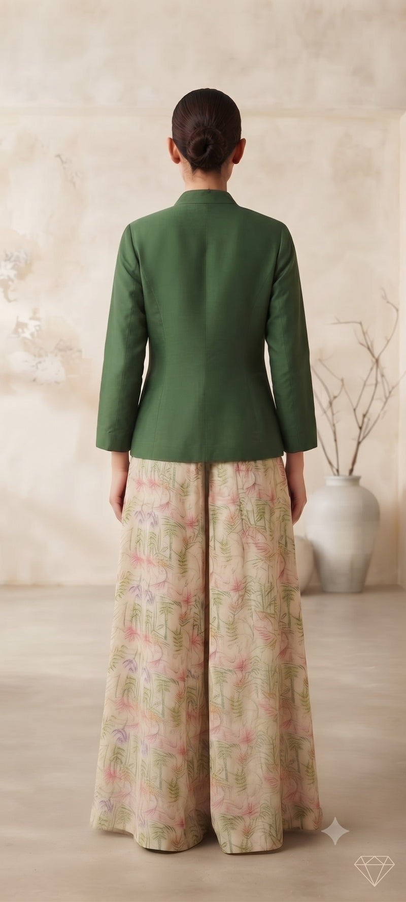 Women green   Embroidered cord  Set with Palazzo  & Matching Dupatta – Traditional Festive Ethnic Wear