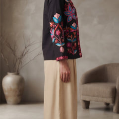 Women black  Embroidered cord  Set with Palazzo  & Matching Dupatta – Traditional Festive Ethnic Wear